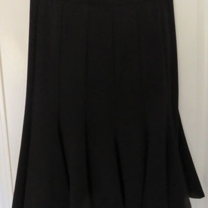 Black Flirty Gored Knee Length Skirt